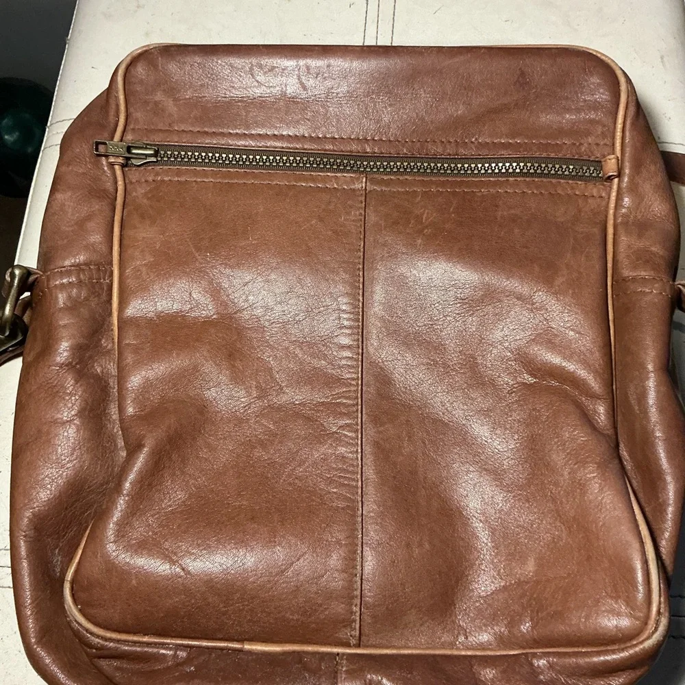 Leather Crossbody Bag - Brown